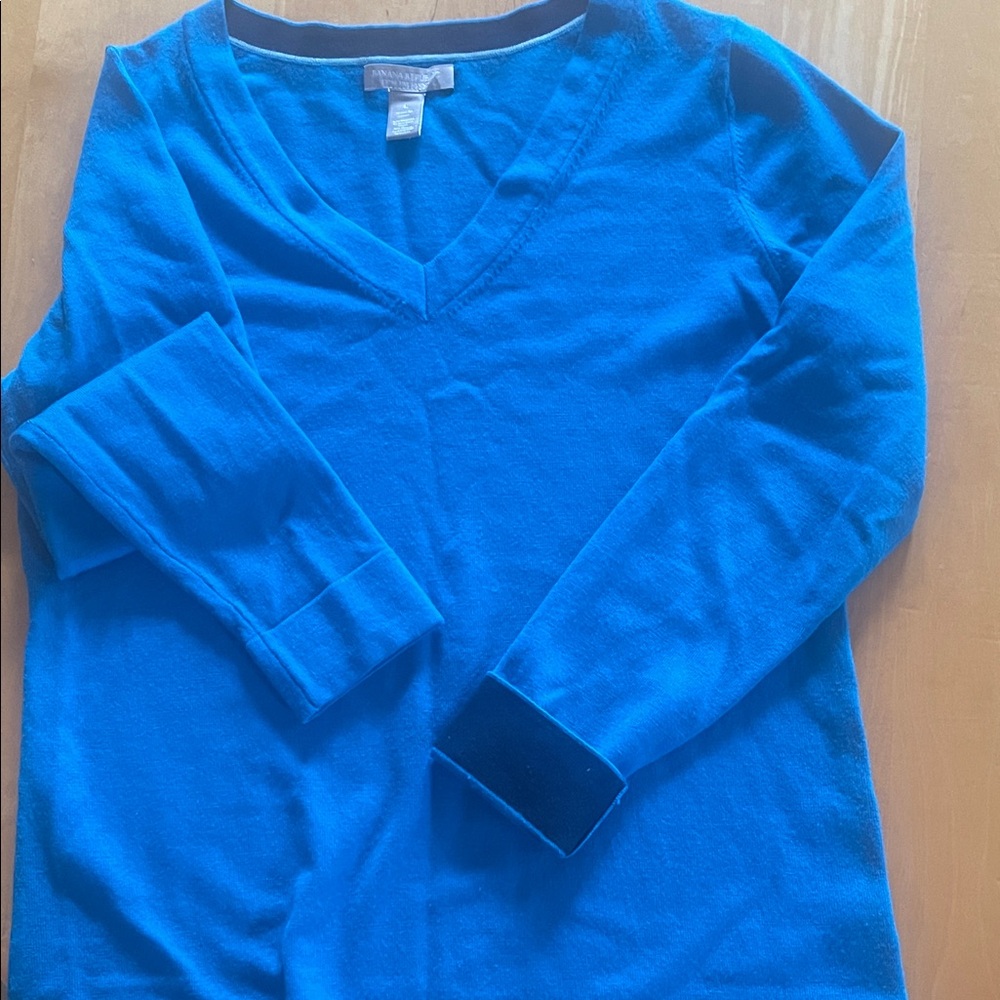 Banana Republic Bright Blue V-Neck Sweater
